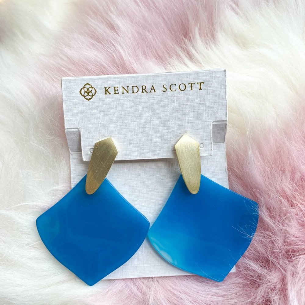 Kendra Scott Gold Astoria Teal Agate Earrings